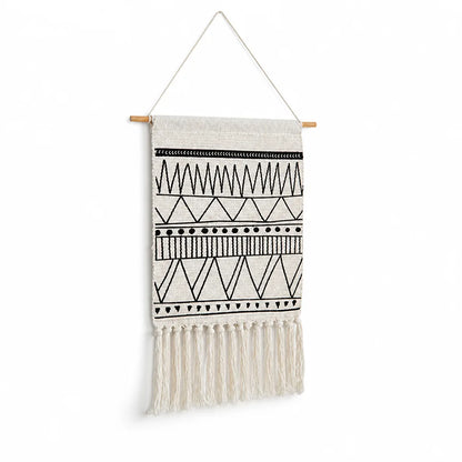 Wall Tapestry Geometric Boho Cotton Blend Fringes