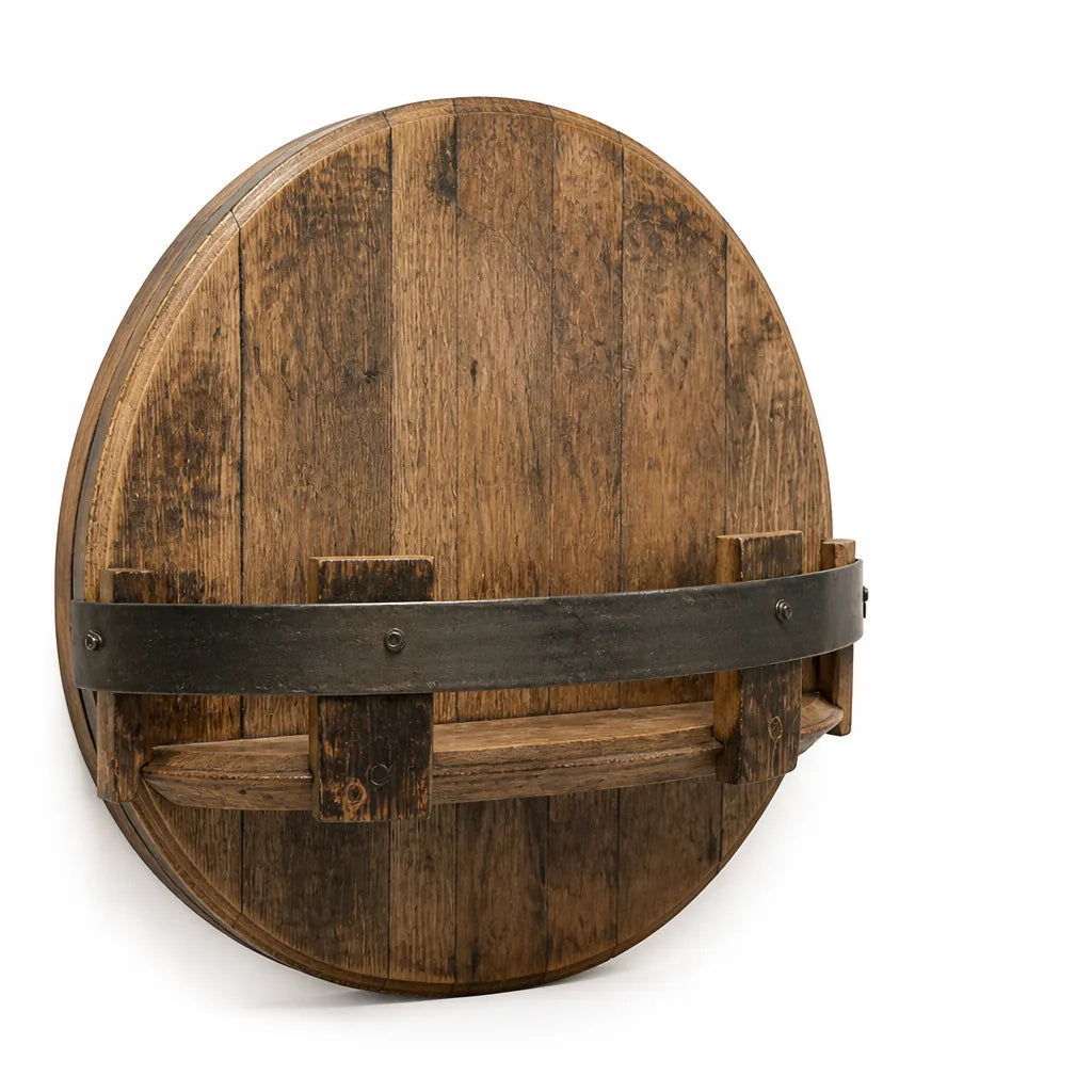 Whiskey Barrel Wall Rack Solid Wood Bottle Storage