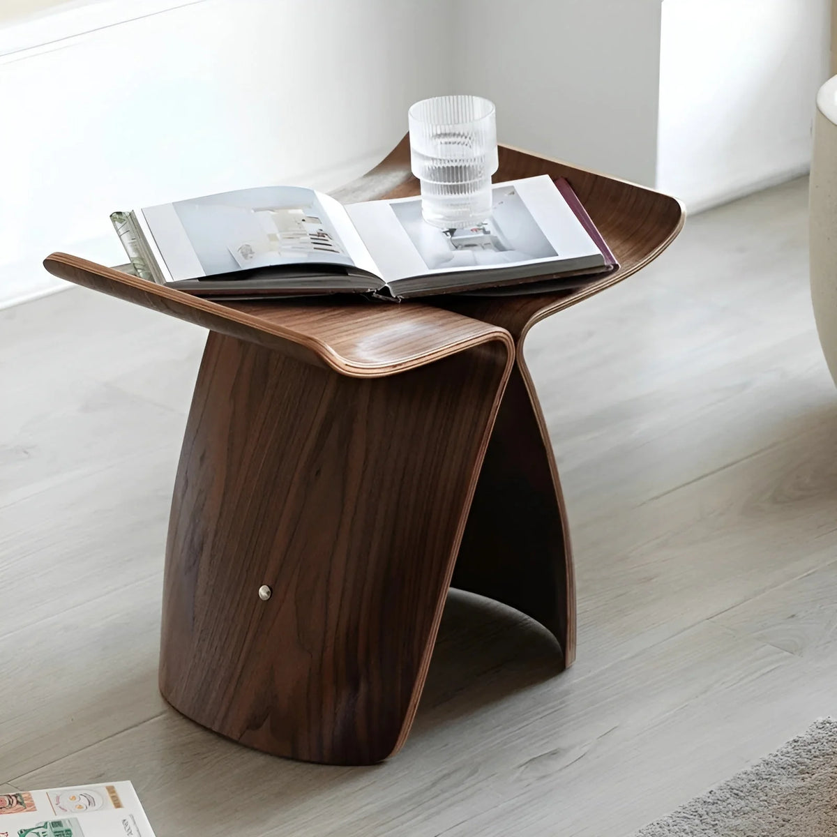 Wooden Bench Compact Natural Wood Top Lightweight & Sturdy