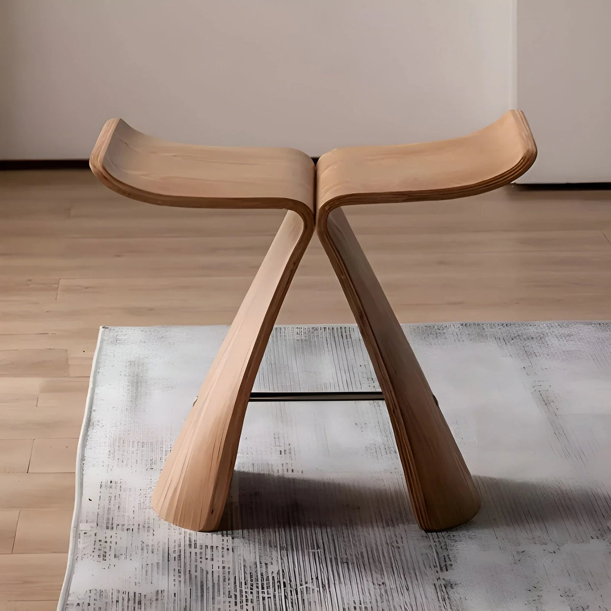 Wooden Bench Compact Natural Wood Top Lightweight & Sturdy