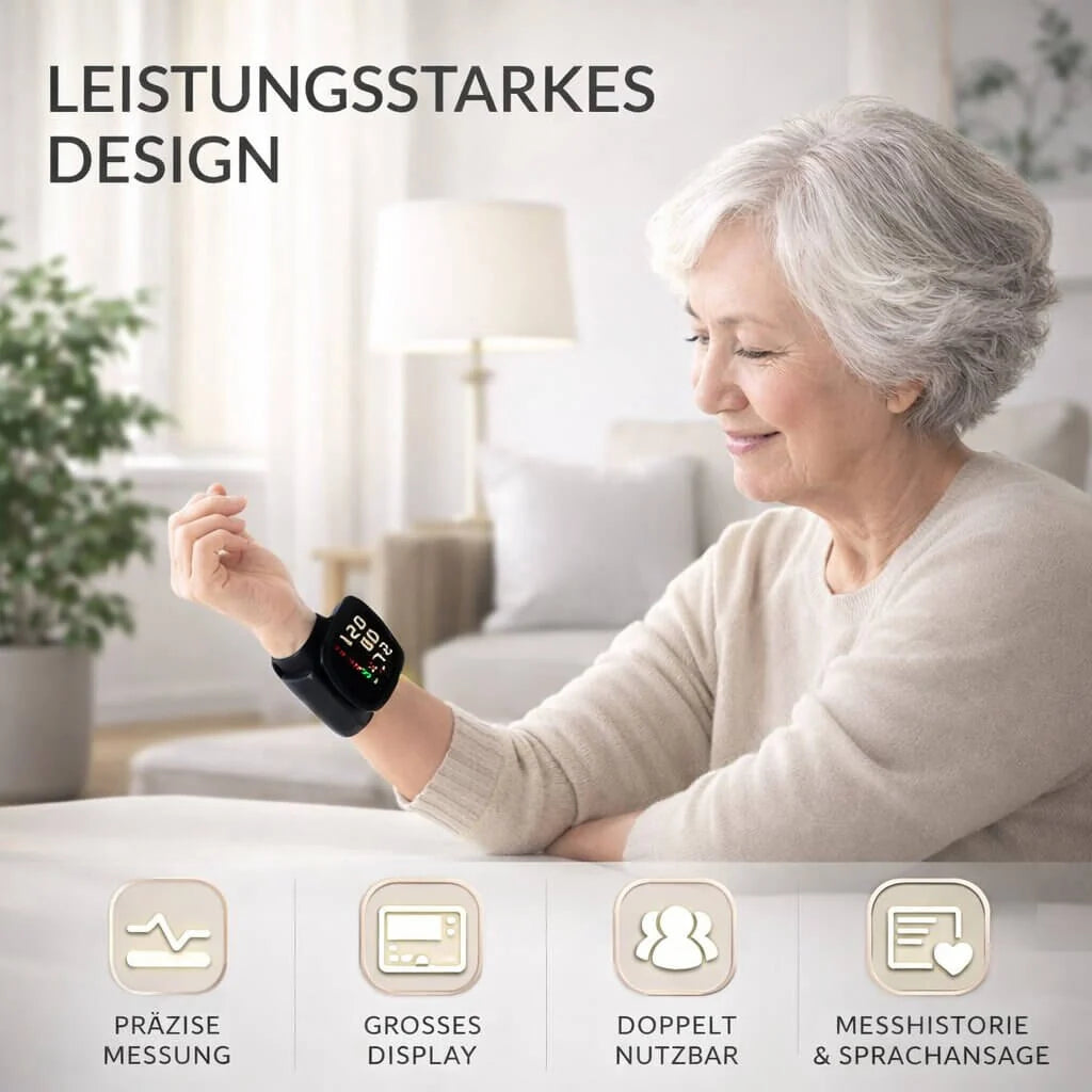 Wrist Blood Pressure Monitor Touchscreen & Voice USB Rechargeable