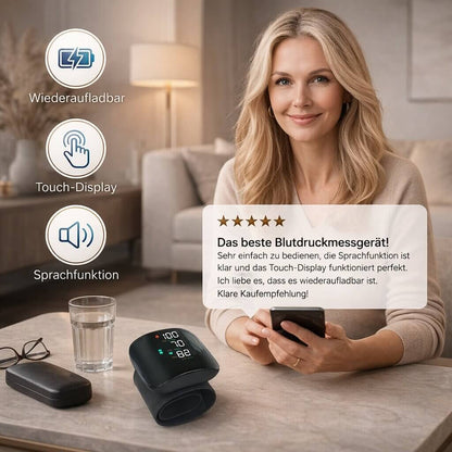 Wrist Blood Pressure Monitor Touchscreen & Voice USB Rechargeable