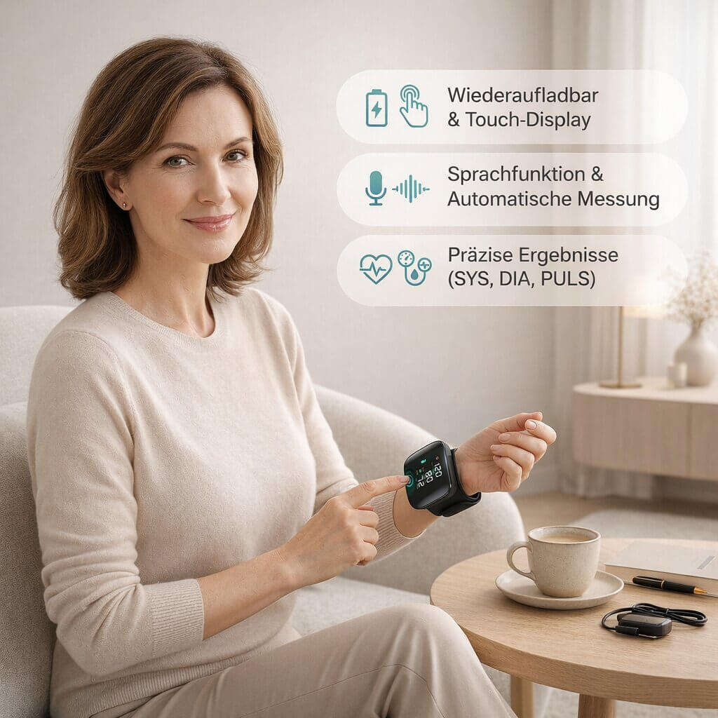 Wrist Blood Pressure Monitor Touchscreen & Voice USB Rechargeable